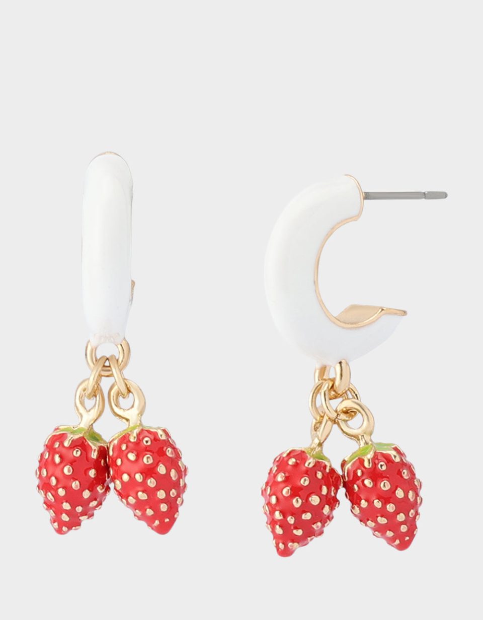 BETSEYS BACKYARD STRAWBERY HUGGIE EARRINGS RED