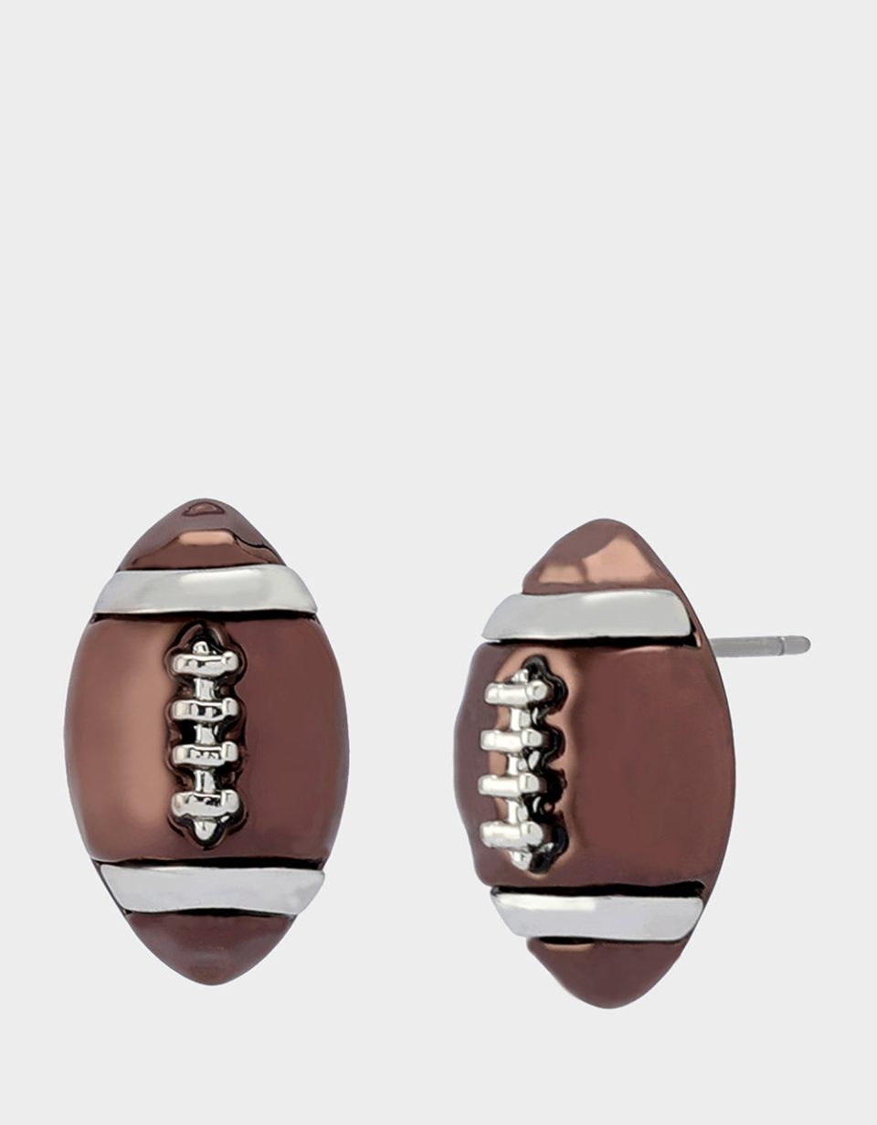 FOOTBALL STUD EARRING BROWN