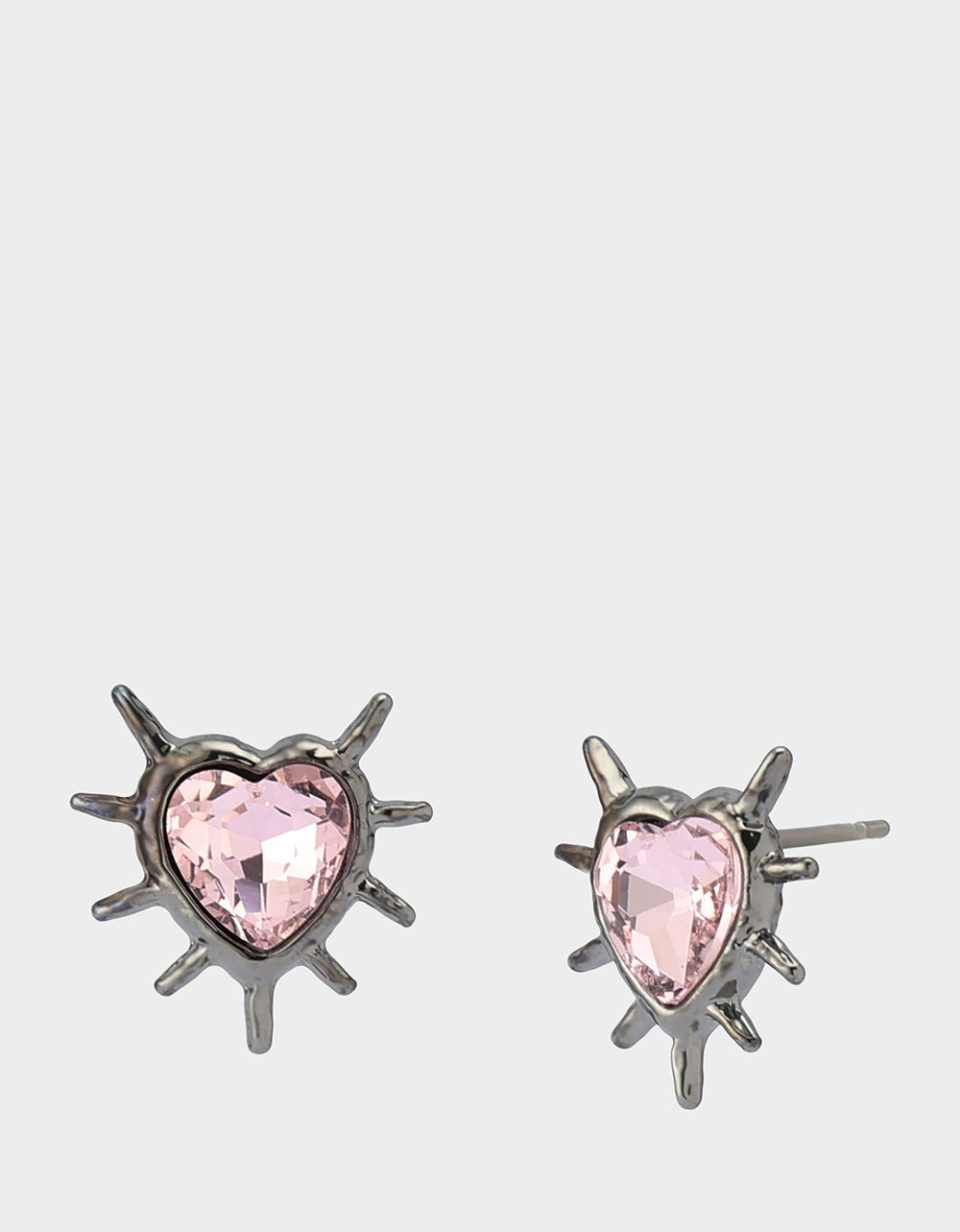 SPIKY HEART STUD EARRINGS PINK