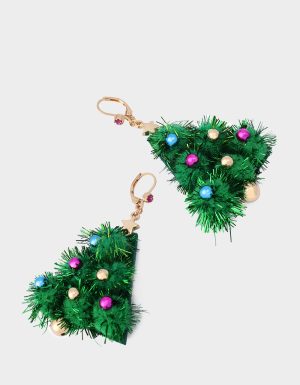 PLUSH TREE DROP EARRINGS FIR GREEN