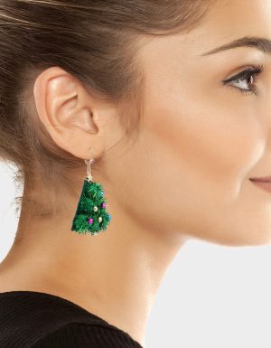 PLUSH TREE DROP EARRINGS FIR GREEN
