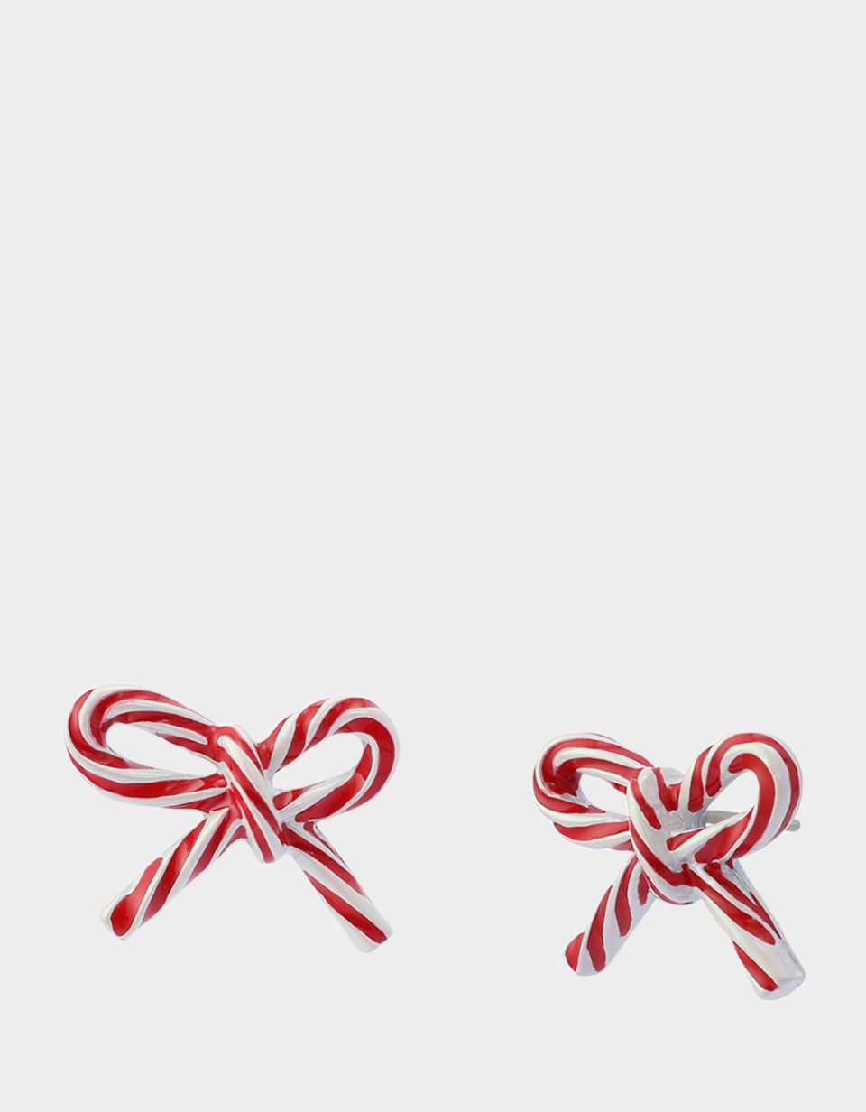 CANDY CANE BOW STUD EARRINGS RED
