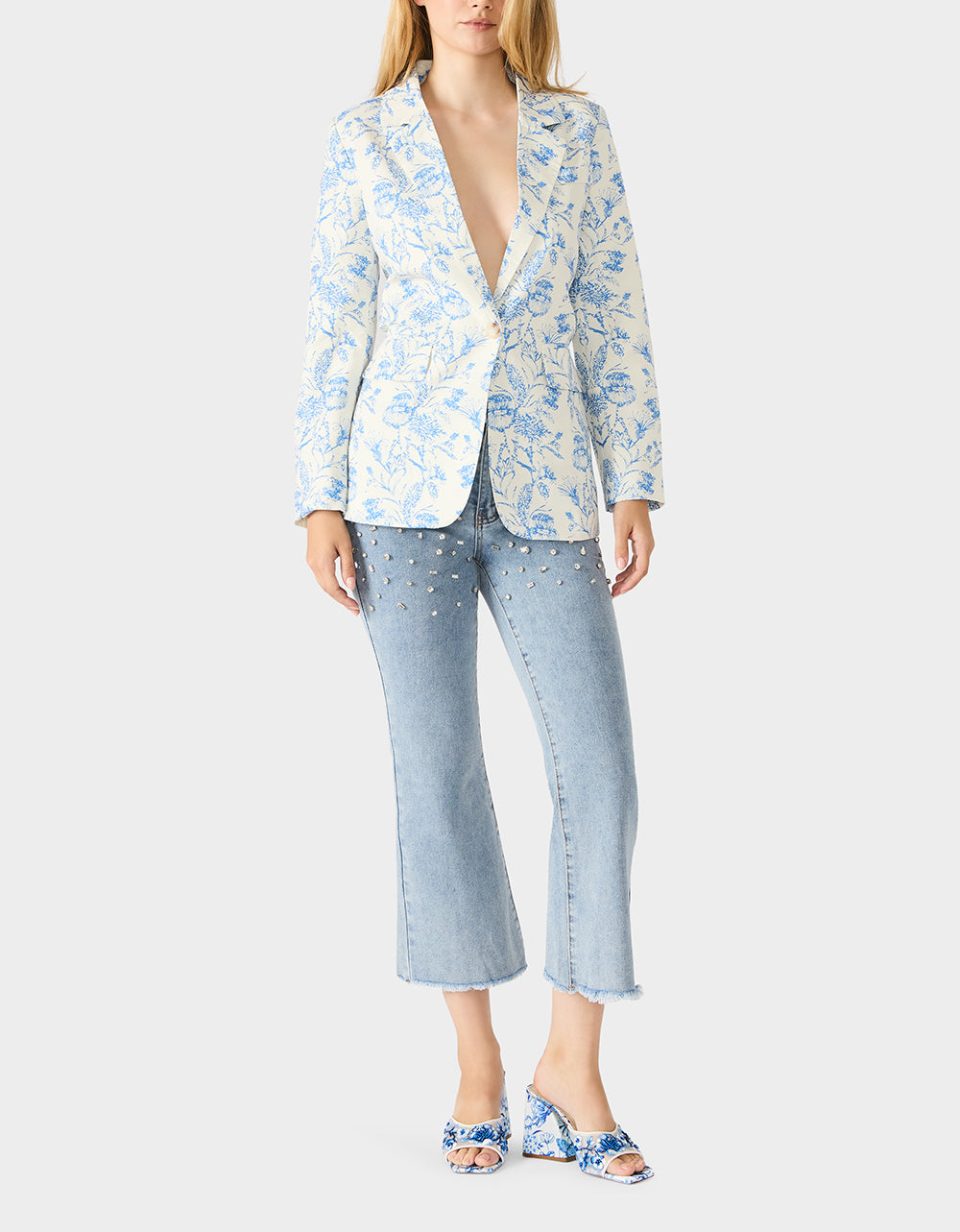 BOYFRIEND BLUE FLORAL BLAZER BLUE