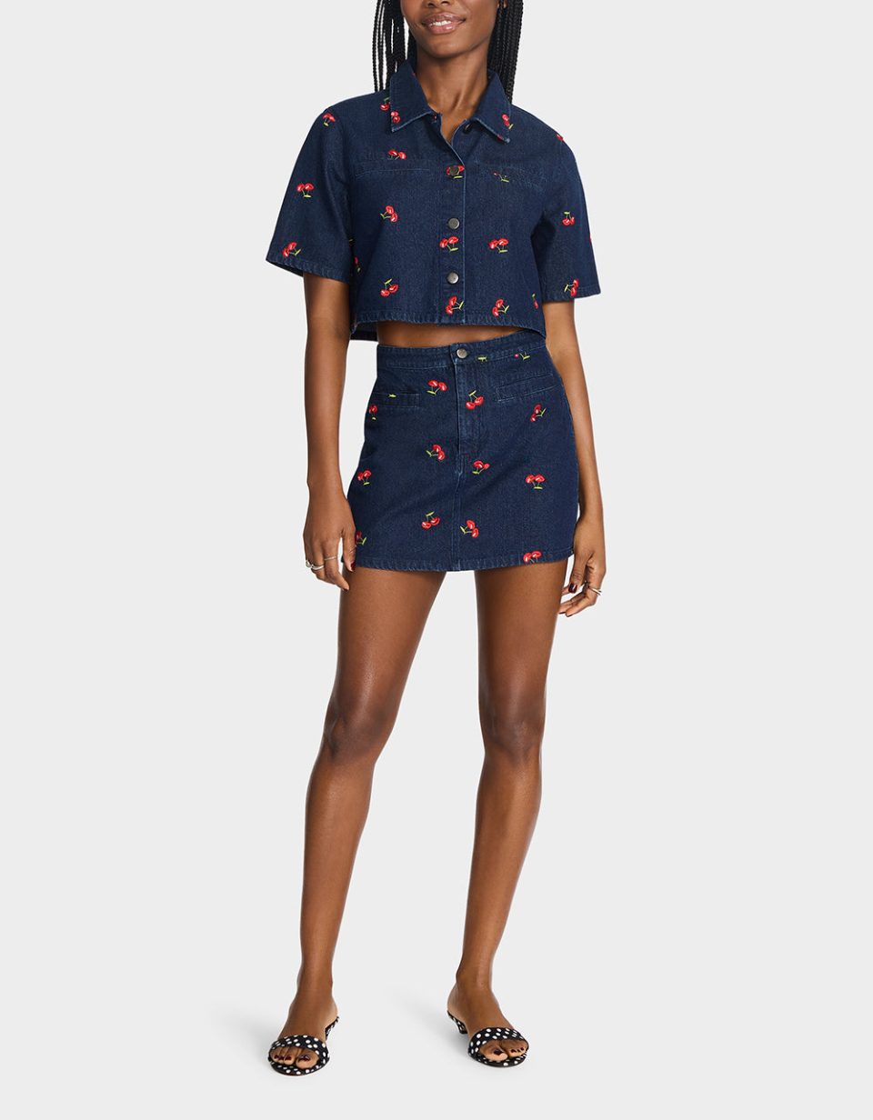 CHERRY ON TOP SHIRT DENIM